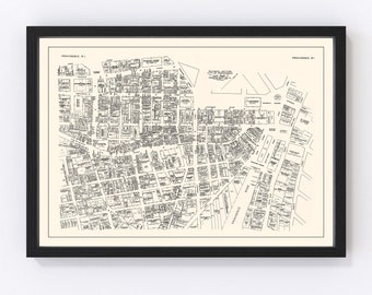 Providence Map 1946, Vintage Providence Map, Old Providence Rhode Island Art, Wall Art Gift for Providence History Lovers Retro Decor