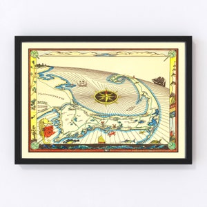 Cape Cod Map 1938, Vintage Cape Cod Map, Old Cape Cod Art, Wall Art Gift for Cape Cod History Lovers Retro Decor