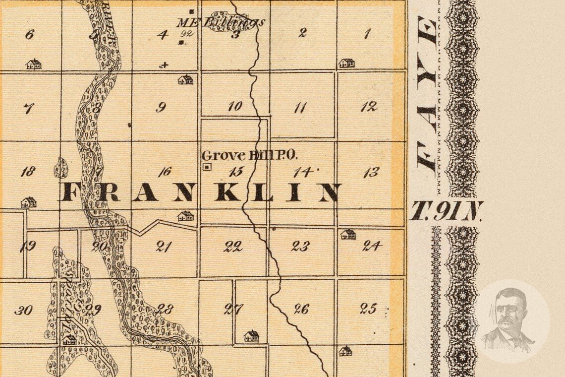 Vintage Bremer County IA Map 1875 Old Iowa Map Historical Etsy