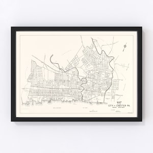 Chester Map 1929, Vintage Chester Map, Old Chester Pennsylvania Art, Wall Art Gift for Chester History Lovers Retro Decor