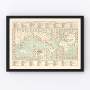 World Map 1923, Vintage World Map, Old World Art, Wall Art Gift for World History Lovers Retro Decor