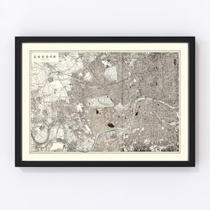 London Map 1893, Vintage London Map, Old London Art, Wall Art Gift for London History Lovers Retro Decor