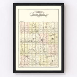 Seward County Map 1908, Vintage Seward County Map, Old Seward County Nebraska Art, Wall Art Gift for Seward County History Lovers Retro Deco