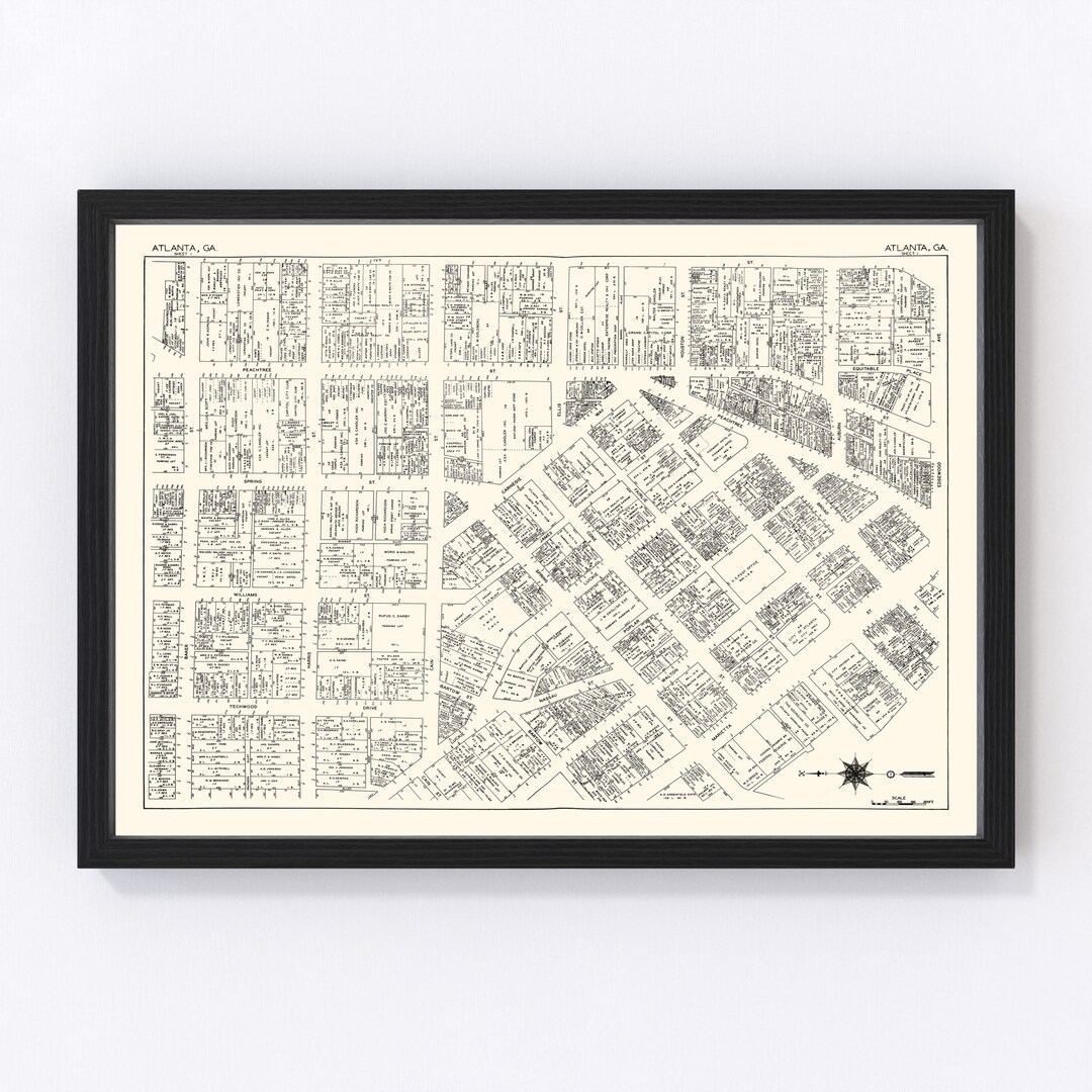 Atlanta Map 1929, Vintage Atlanta Map, Old Atlanta Georgia Art, Wall ...