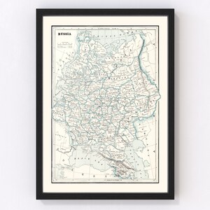 Russia Map 1893, Vintage Russia Map, Old Russia Art, Wall Art Gift for Russia History Lovers Retro Decor