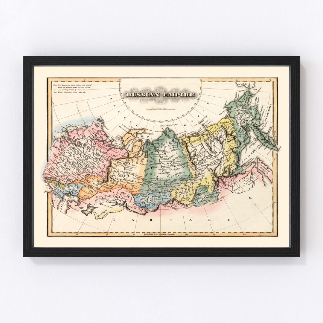 Russia Map 1823, Vintage Russia Map, Old Russia Art, Wall Art Gift for ...
