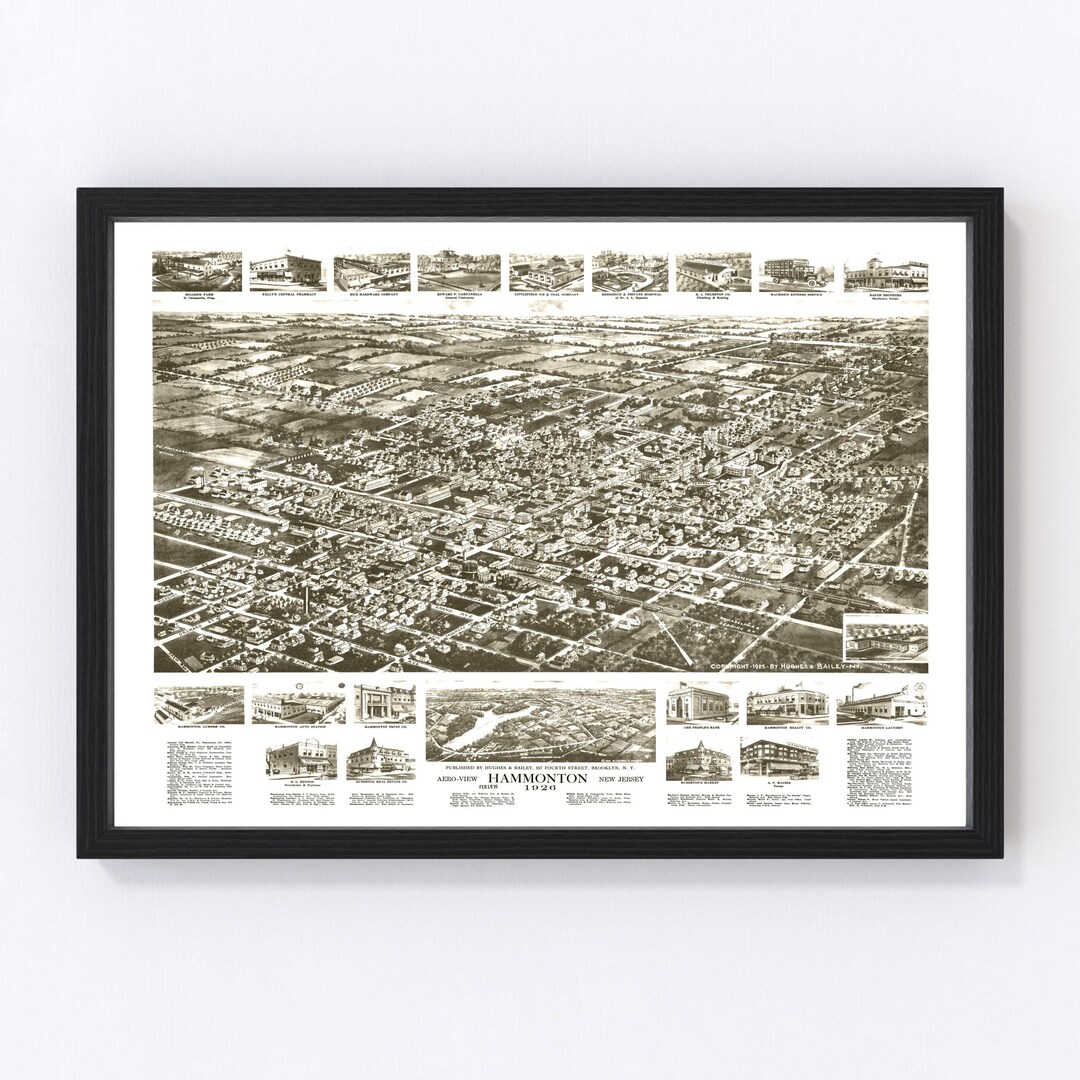 Hammonton Map 1926 Old Map of Hammonton New Jersey Art Vintage Print