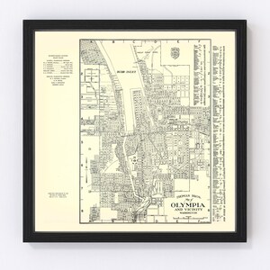 Olympia Map 1920, Vintage Olympia Map, Old Olympia Washington Art, Wall Art Gift for Olympia History Lovers Retro Decor