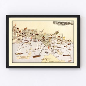 Mackinack County Map 1936, Vintage Mackinack County Map, Old Mackinack County Michigan Art, Wall Art Gift for Mackinack County History Lover