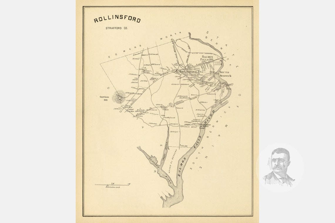 Vintage Rollinsford Map From 1892 Old New Hampshire Map Etsy