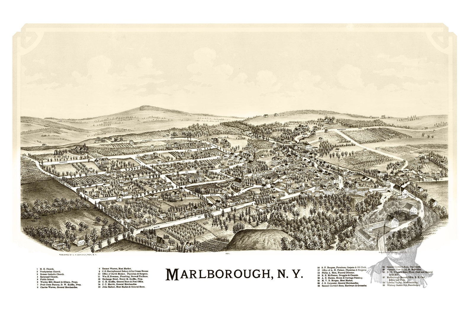 Vintage Marlborough Map 1891 Old Map of Marlborough New Etsy