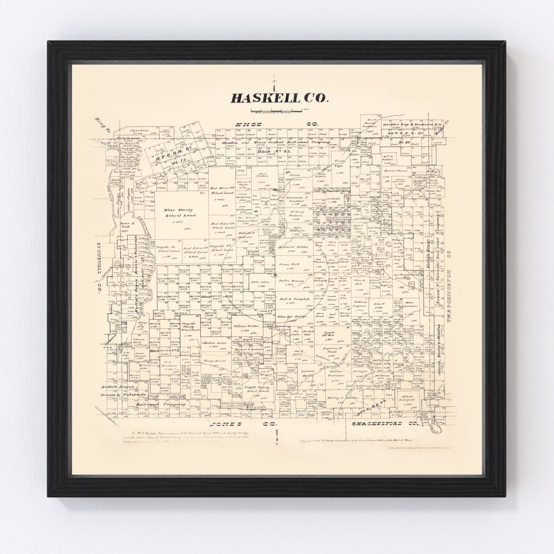Haskell County Texas Map 1879 Old Map of Haskell County Etsy