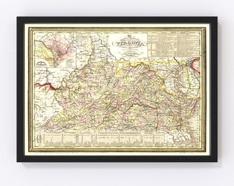 The Principal Theatre of War in Virginia from 1901 \u201cHistory For Ready Reference\u201d original rare Edwardian Unique Gift Antique Map VIRGINIA