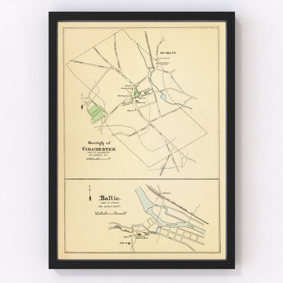 Baltic Map 1893 Old Map of Baltic Connecticut Art Vintage Etsy