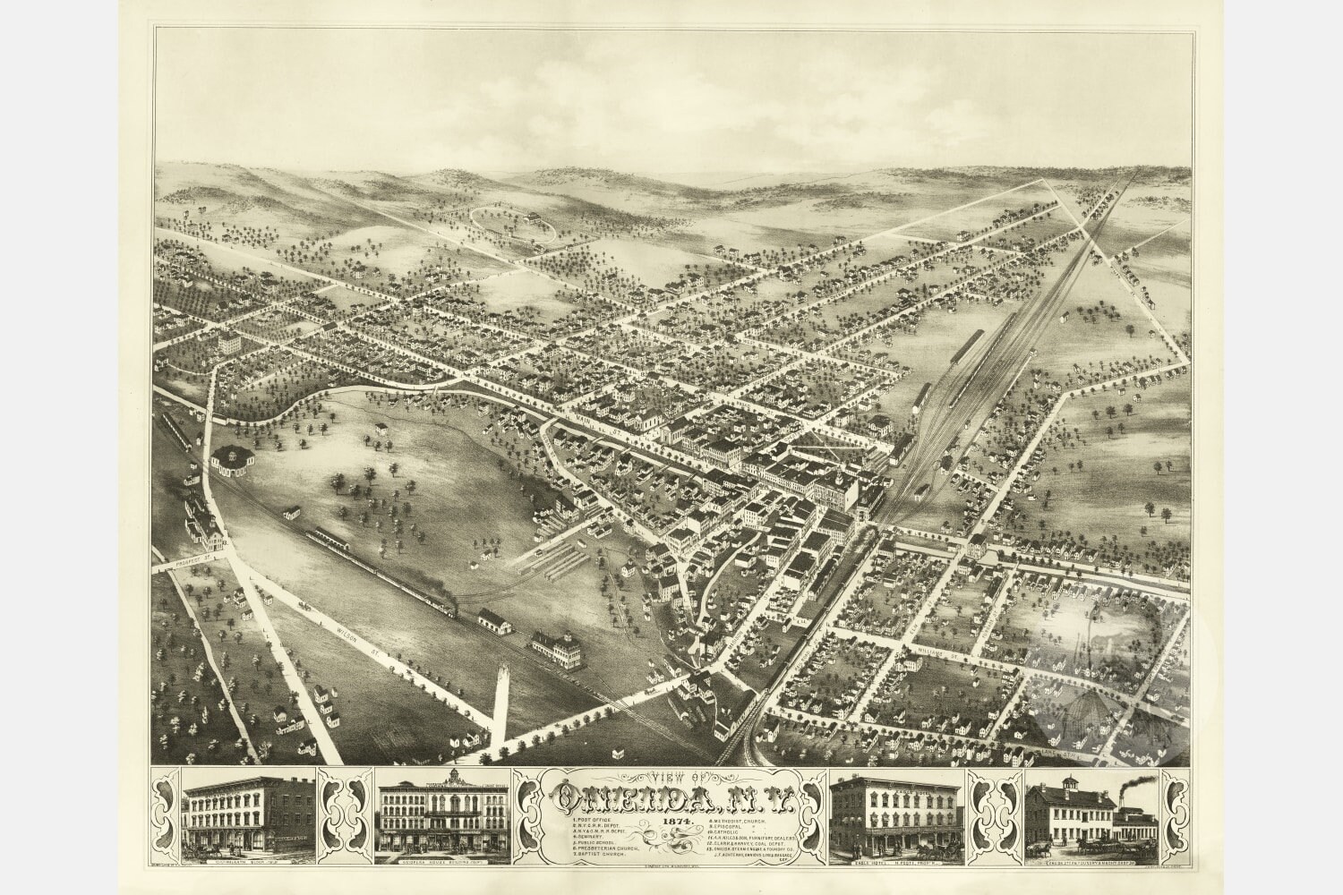 Vintage Oneida Map 1874 Old Oneida New York Map Historic NY Etsy