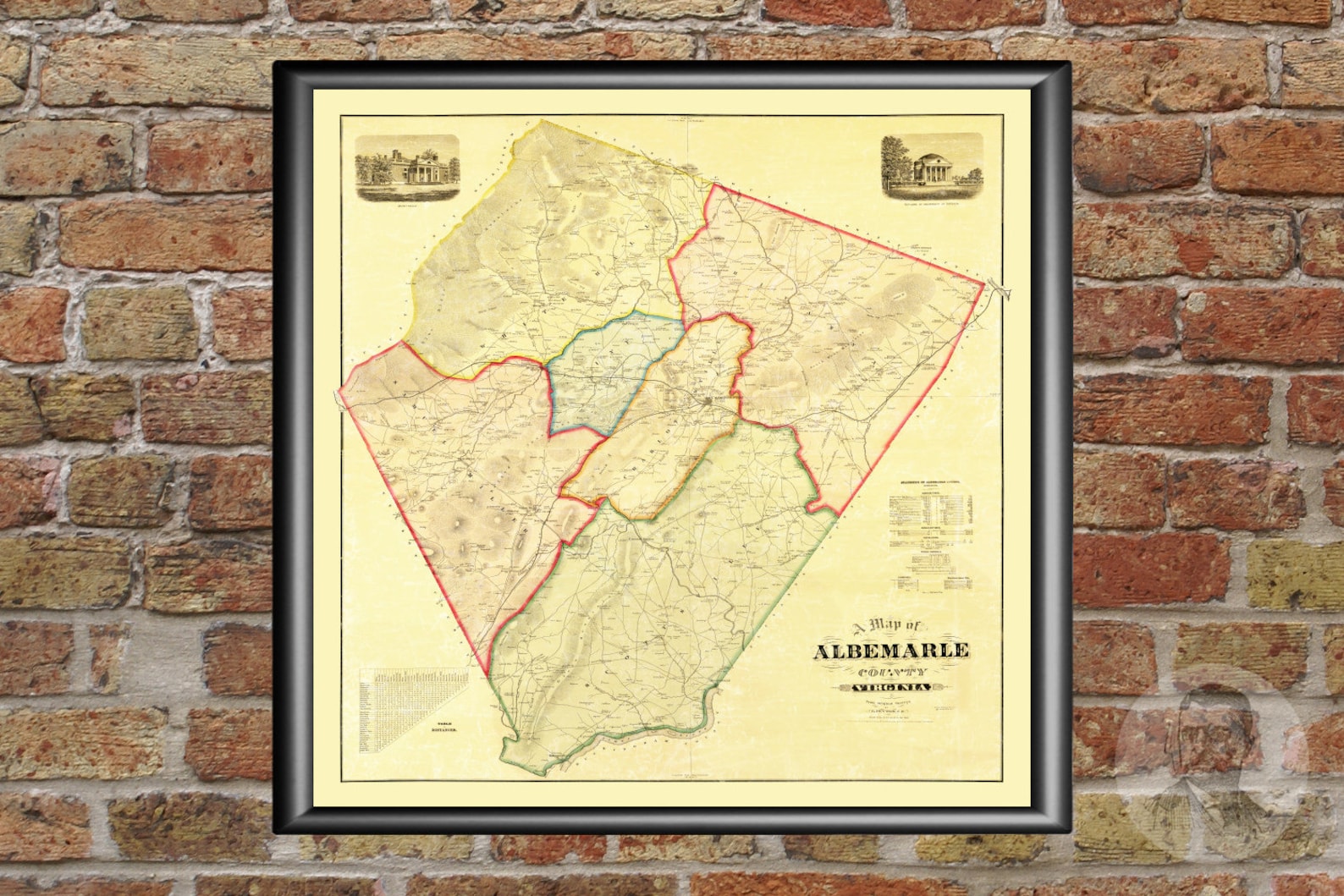 Vintage Albemarle County Map 1875 Old Map of Albemarle Etsy