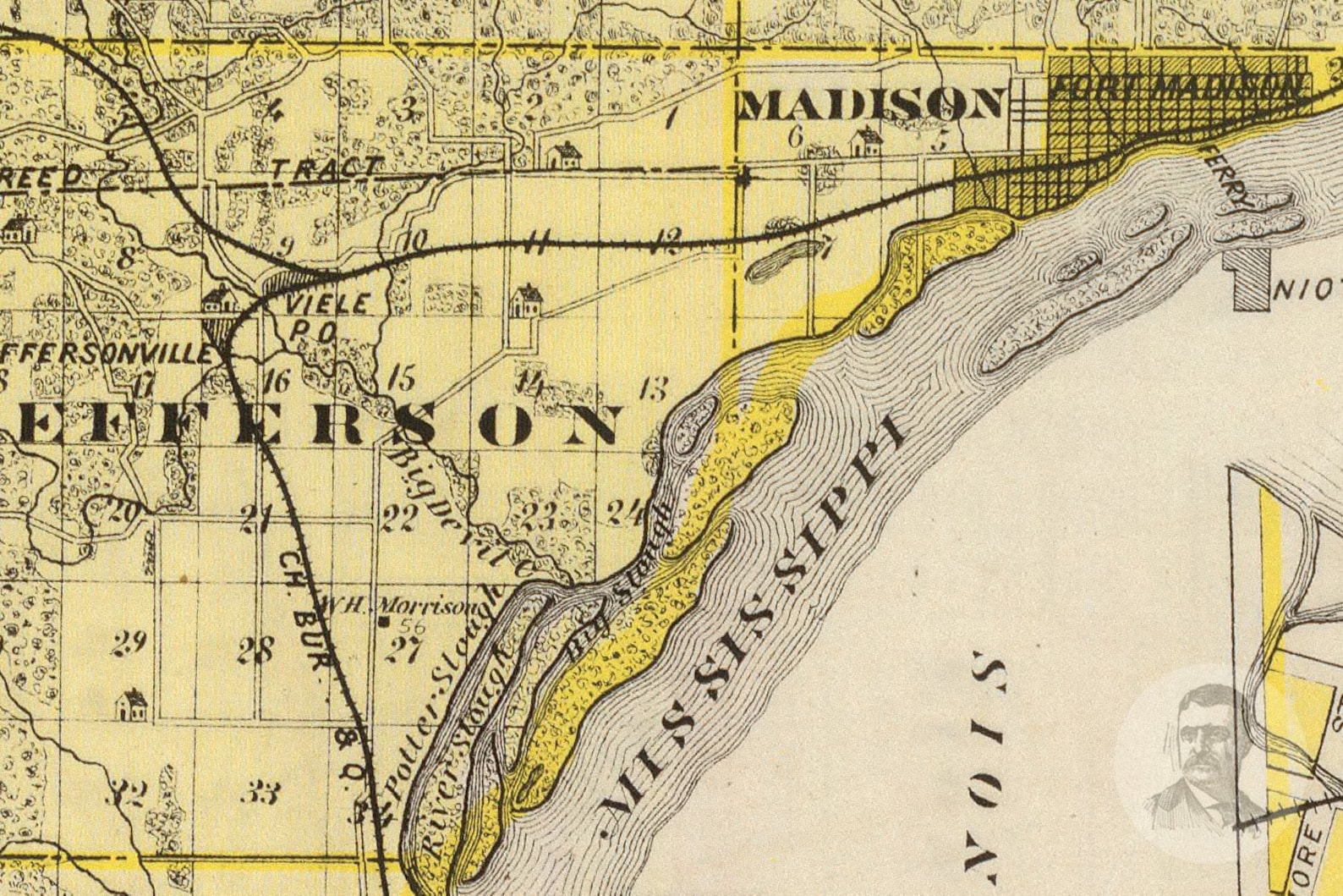 Vintage Lee County IA Map 1875 Old Iowa Map Historical Wall Etsy