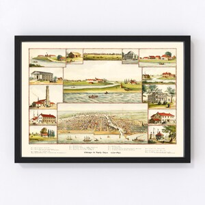 Chicago Map 1893, Vintage Chicago Map, Old Chicago Illinois Art, Wall Art Gift for Chicago History Lovers Retro Decor