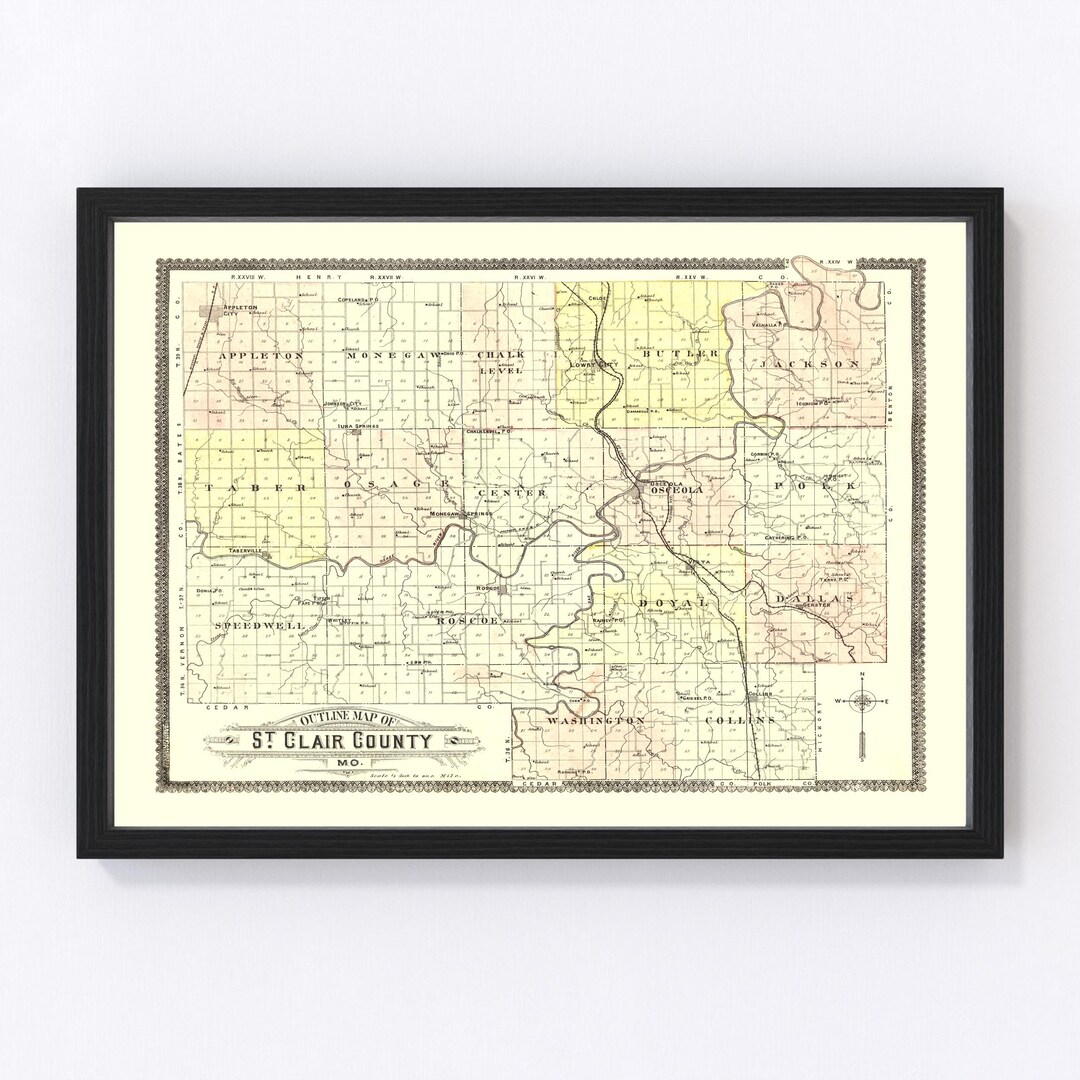 Saint Clair County Map 1903, Vintage Saint Clair County Map, Old Saint ...