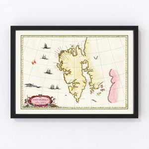 Spitsbergen Map 1665, Vintage Spitsbergen Map, Old Spitsbergen Art, Wall Art Gift for Spitsbergen History Lovers Retro Decor