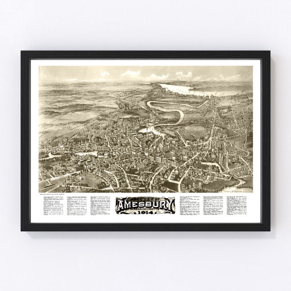 Amesbury Map 1914 Old Map of Amesbury Massachusetts Art Etsy UK