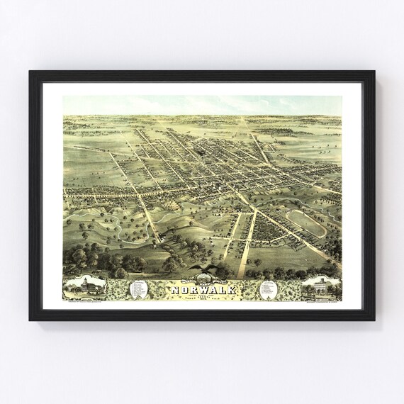 Norwalk Map 1870 Old Map of Norwalk Ohio Art Vintage Print - Etsy