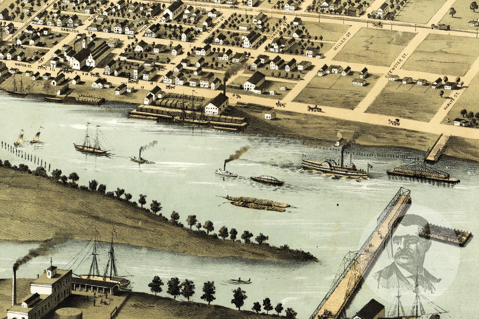 Vintage Saginaw Map 1867 Old Map of Saginaw Michigan Etsy