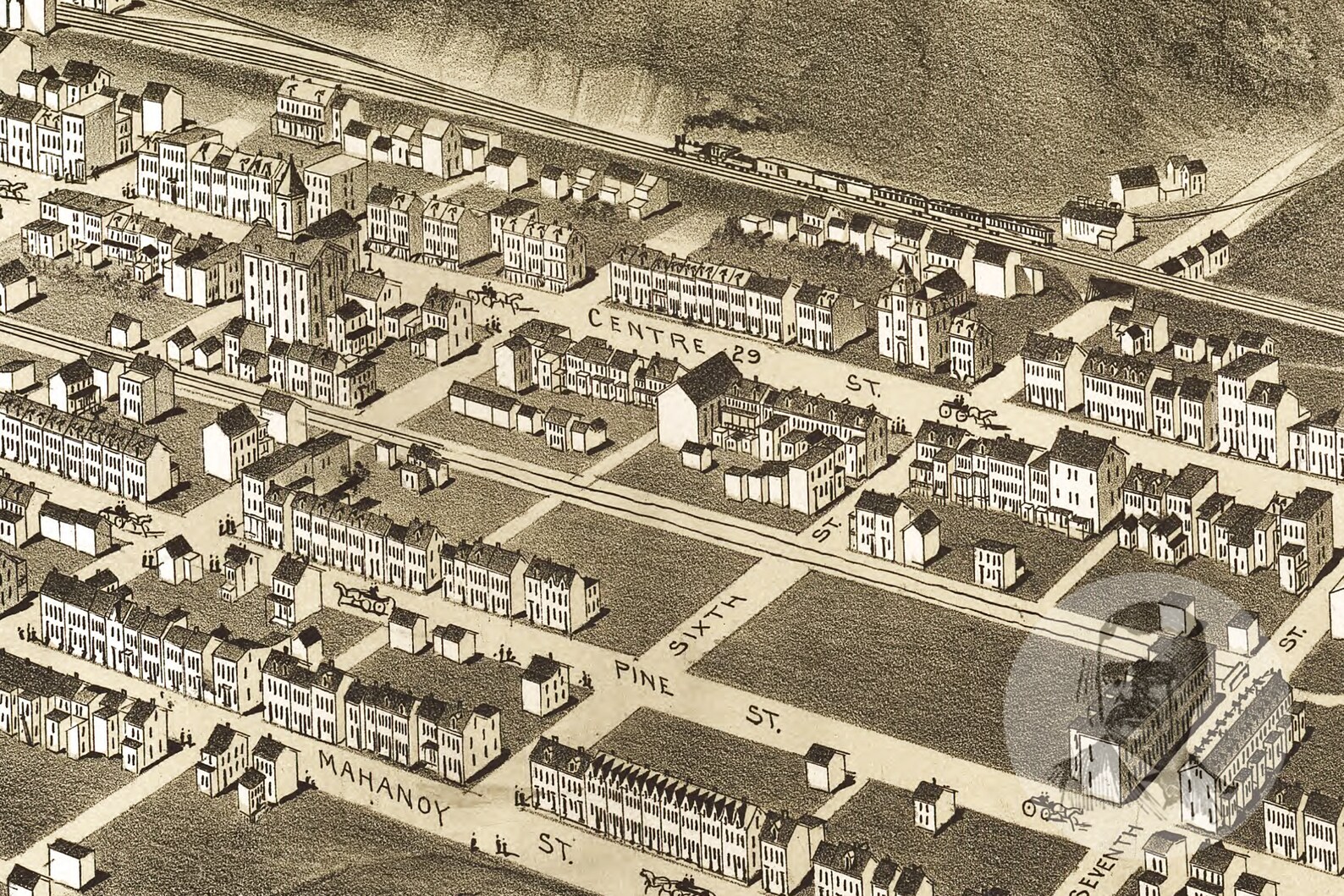 Vintage Mahanoy City Map 1889 Old Map of Mahanoy City Etsy