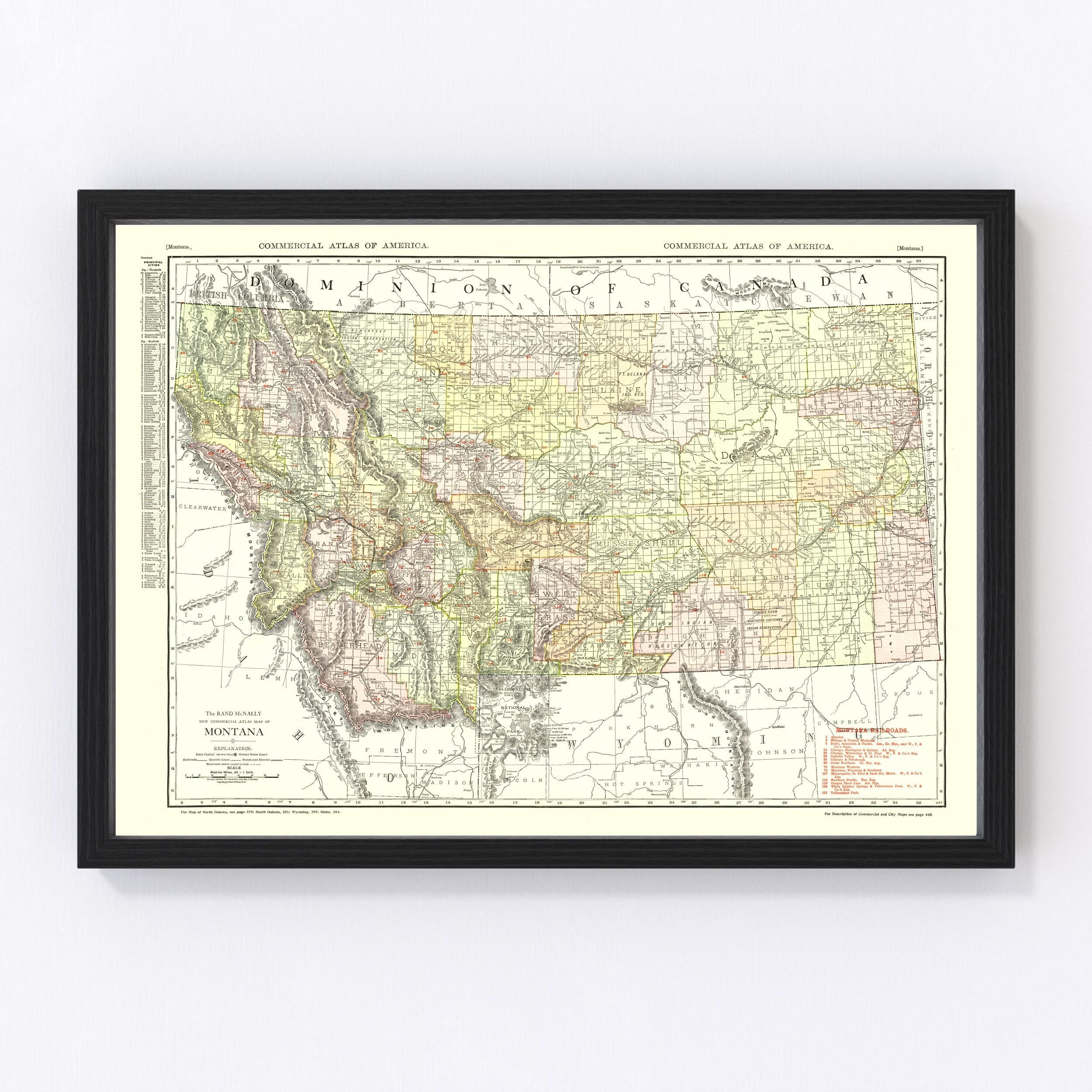 Montana Map 1915, Vintage Montana Map, Old Montana Art, Wall Art  display picture 1