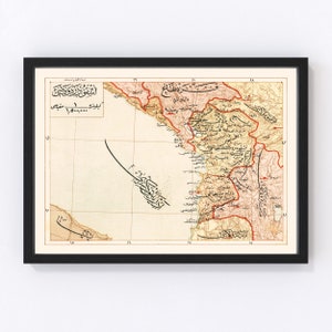 Ashghodareh Region Map 1909, Vintage Ashghodareh Region Map, Old Ashghodareh Region Art, Wall Art Gift for Ashghodareh Region History Lovers