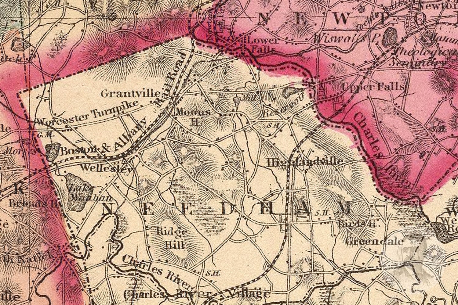 Vintage Middlesex County MA Map 1871 Old Massachusetts Map Etsy