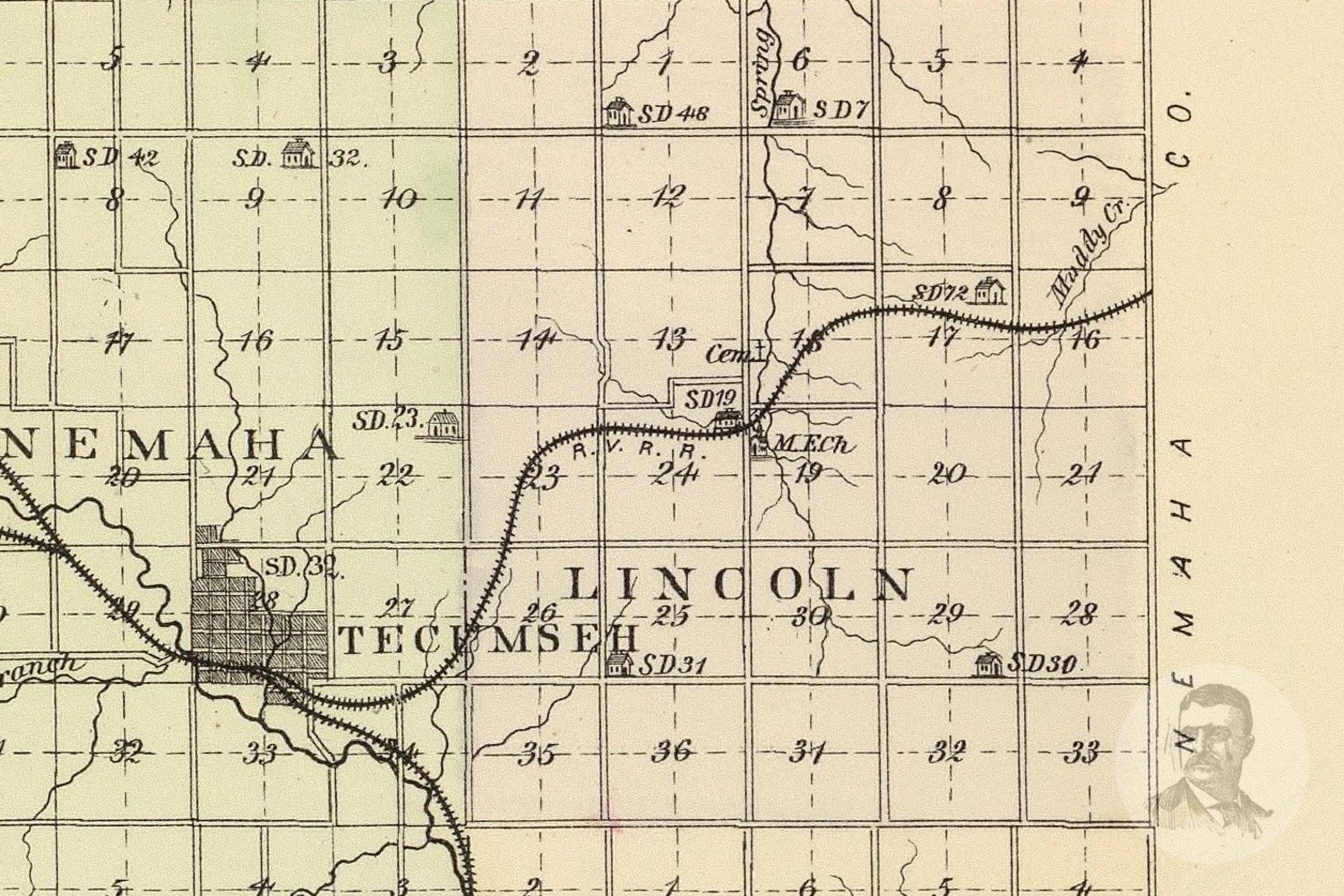 Vintage Johnson County NE Map 1885 Old Nebraska Map Etsy