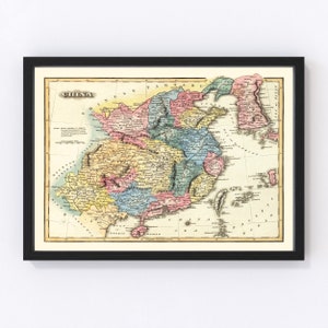 China Map 1823, Vintage China Map, Old China Art, Wall Art Gift for China History Lovers Retro Decor