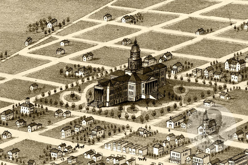 Vintage Topeka Map 1869 Old Map of Topeka Kansas Historical | Etsy