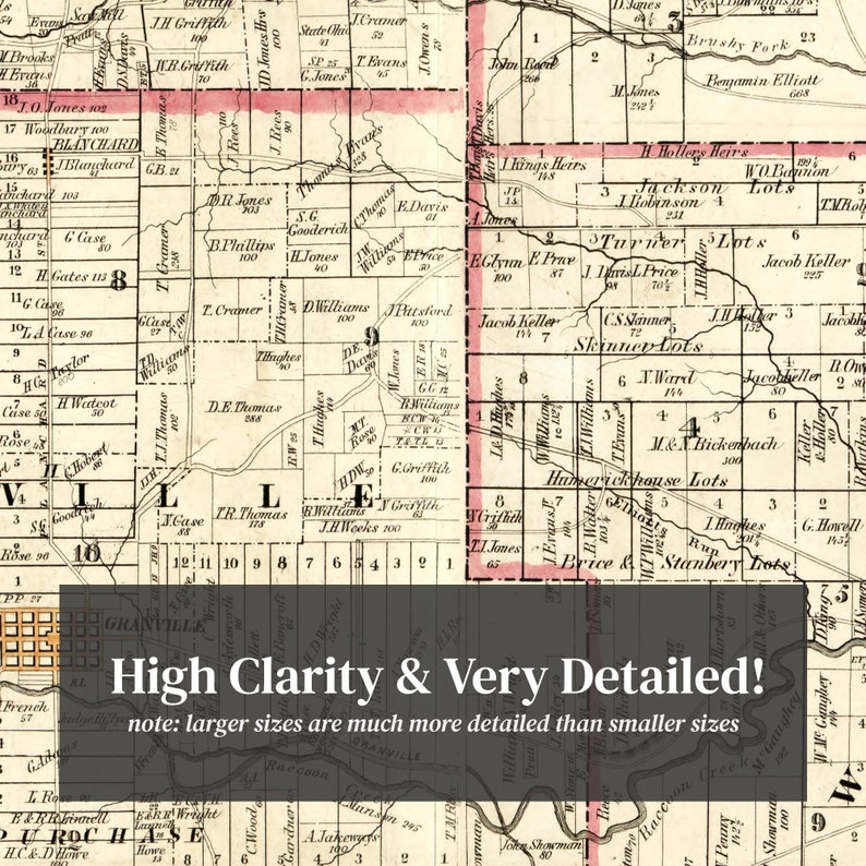 Licking County Ohio Map 1854 Old Map of Licking County Ohio Etsy