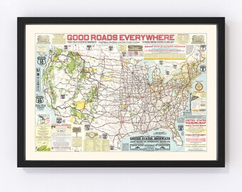 United States Map 1926, Vintage United States Map, Old United States Art, Wall Art Gift for United States History Lovers Retro Decor