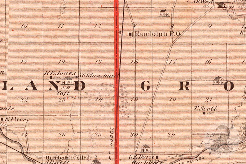 Vintage Humboldt County IA Map 1875 Old Iowa Map Historical Etsy