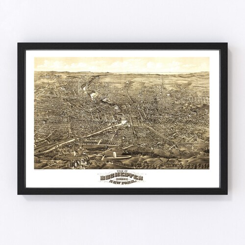 Rochester Vintage Map Print Rochester Map New York Map Art Etsy