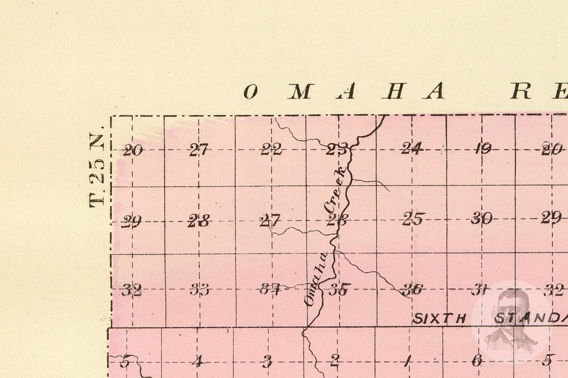 Vintage Burt County NE Map 1885 Old Nebraska Map Historical Etsy