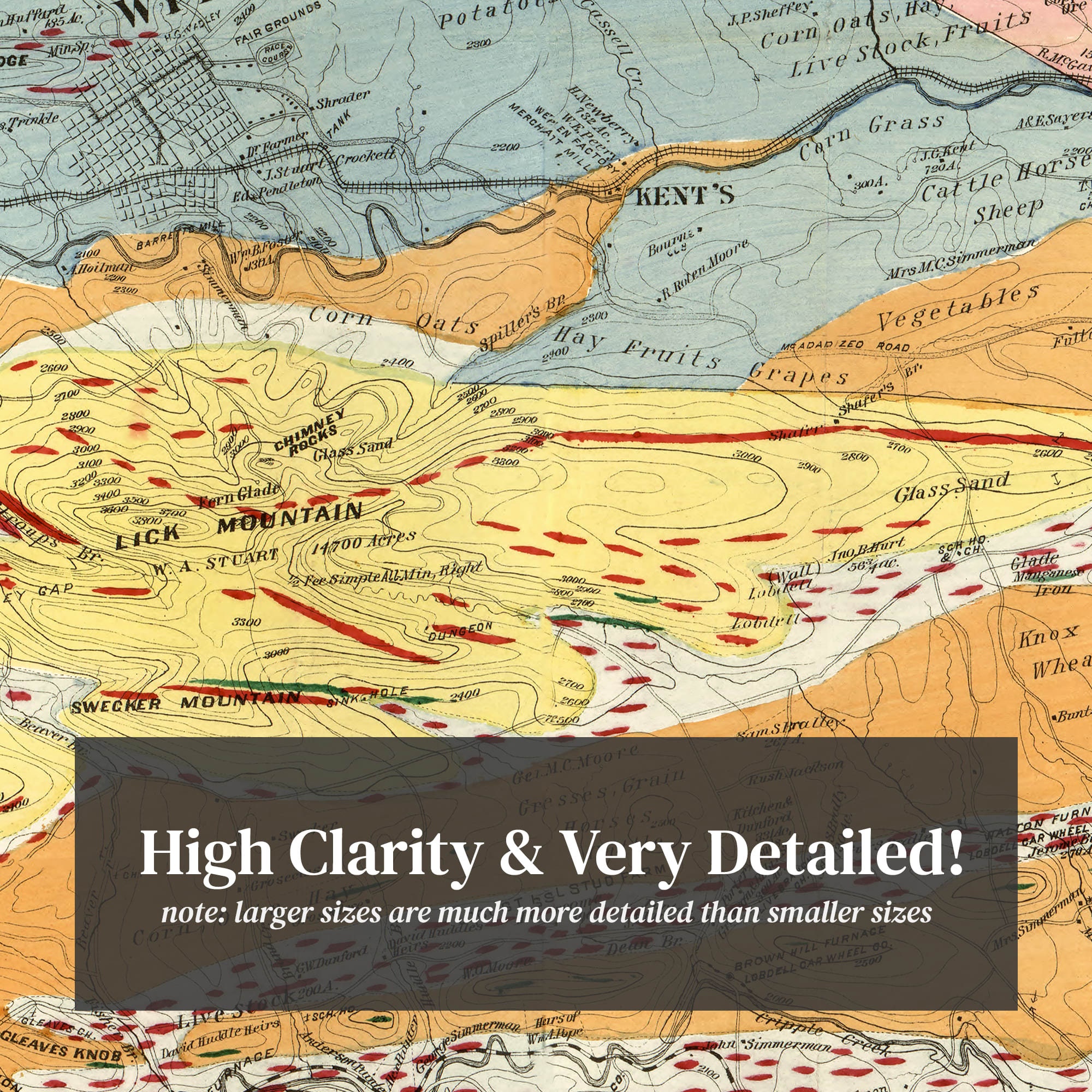 Wythe County VA Map 1890 Old Map of Wytheville Virginia Art Etsy