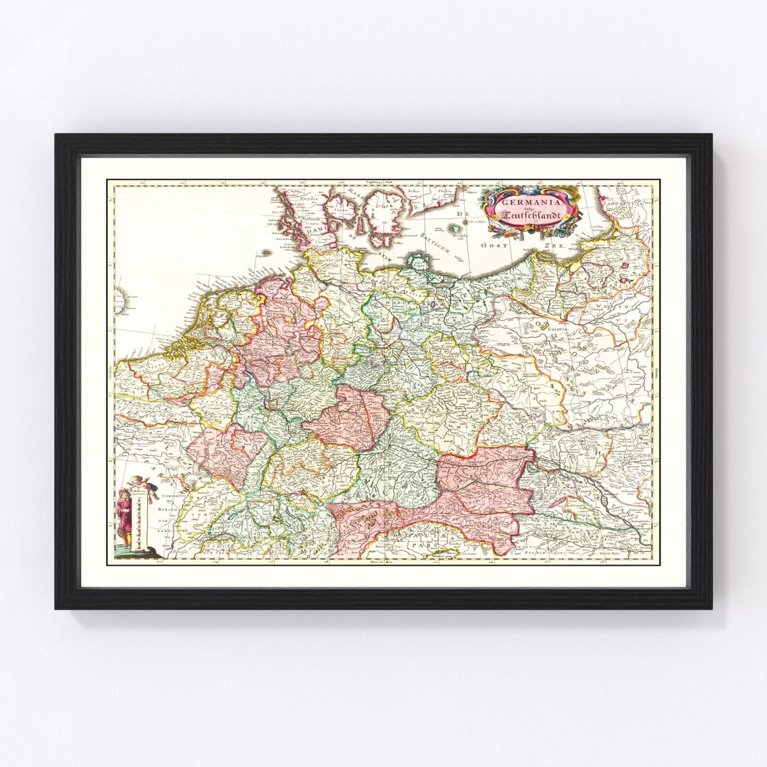 Germany Map 1665, Vintage Germany Map, Old Germany Art, Wall Art Gift ...