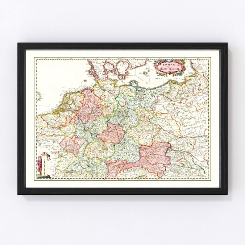 Germany Map 1665, Vintage Germany Map, Old Germany Art, Wall Art Gift ...