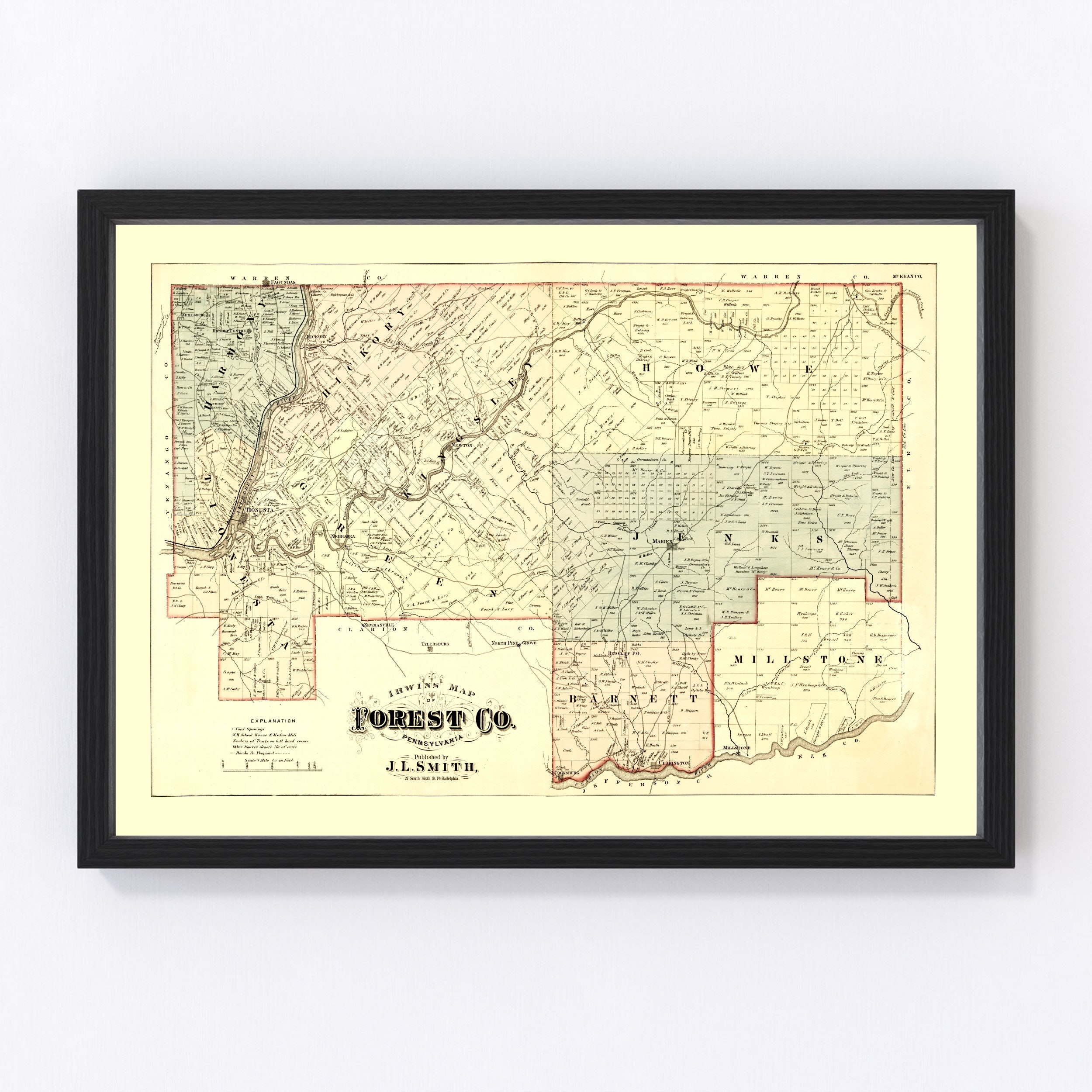 Forest County Pa Map Forest County Pennsylvania Vintage Map From 1876 Old County | Etsy Singapore