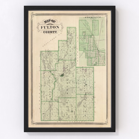 Fulton County Indiana Map Fulton County Indiana Vintage Map From 1876 Old County Map | Etsy