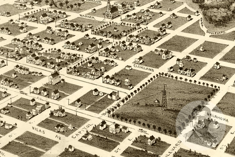 Vintage Guthrie Map 1890 Old Map of Guthrie Oklahoma Etsy