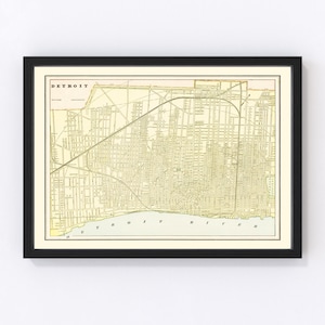 Detroit Map 1892, Vintage Detroit Map, Old Detroit Michigan Art, Wall Art Gift for Detroit History Lovers Retro Decor