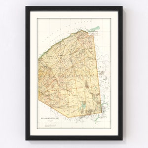 St Lawrence County Map 1895, Vintage St Lawrence County Map, Old St Lawrence County New York Art, Wall Art Gift for St Lawrence County Histo