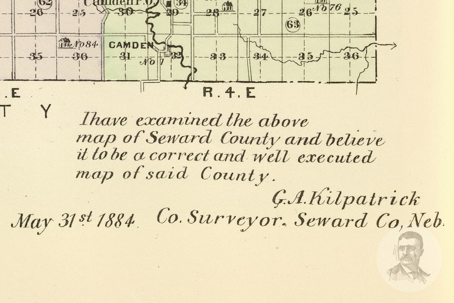 Vintage Seward County NE Map 1885 Old Nebraska Map Etsy