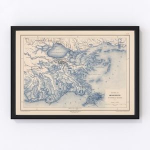 New Orleans Map 1875 - Old Map of New Orleans Louisiana Art Vintage Print Framed Canvas Portrait History Genealogy Farmhouse Décor