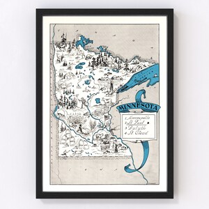 Minnesota Map 1931, Vintage Minnesota Map, Old Minnesota Art, Wall Art Gift for Minnesota History Lovers Retro Decor